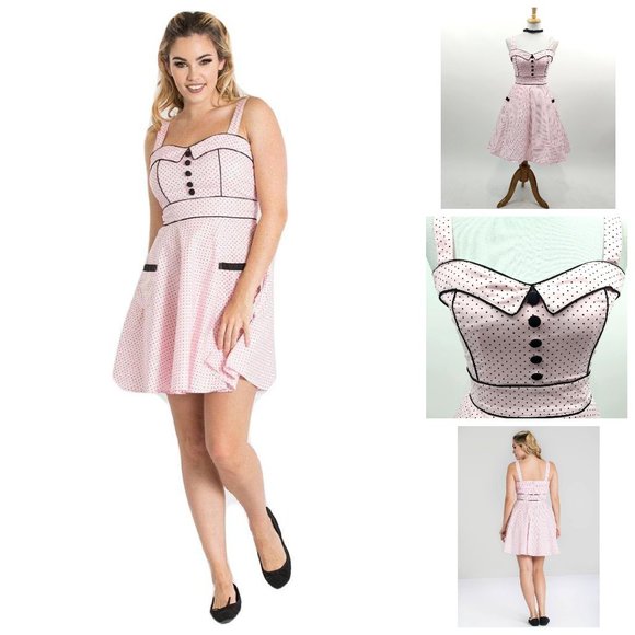 Hell Bunny Dresses & Skirts - Hell Bunny Vanity Dotted Dress in Pink